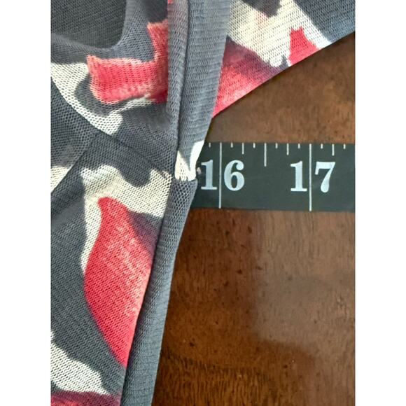 Vtg Y2K APT. 9 Sz XS Mesh‎ Floral Ruched Top Sheer Stretch Blouse - Picture 4 of 8